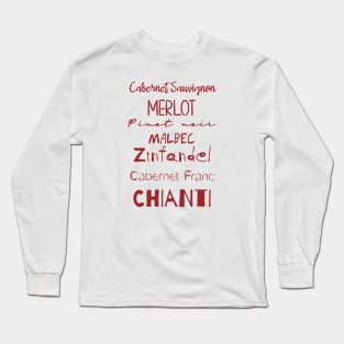 Red Wine List - Burgundy Long Sleeve T-Shirt